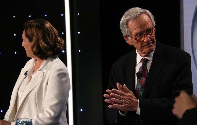 Ada Colau (BComú) and Xavier Trias (Trias per Barcelona) gave their backs to each other during a debate on May 11, 2023