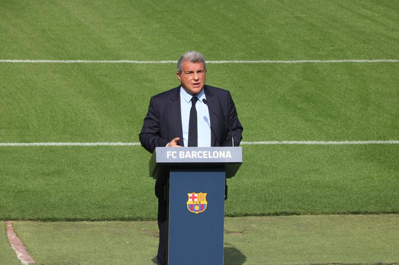 Barça president Joan Laporta at a club event in the Camp Nou