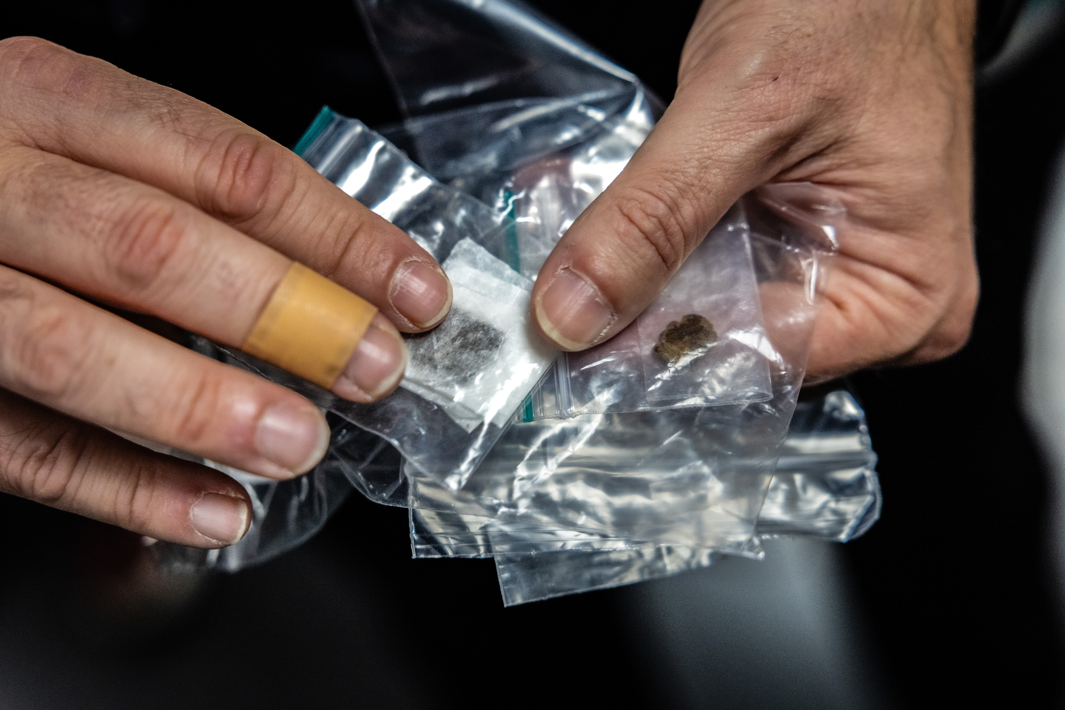 A police shows drug found during a Kanpai scheme targeting multiple-time offenders in Barcelona