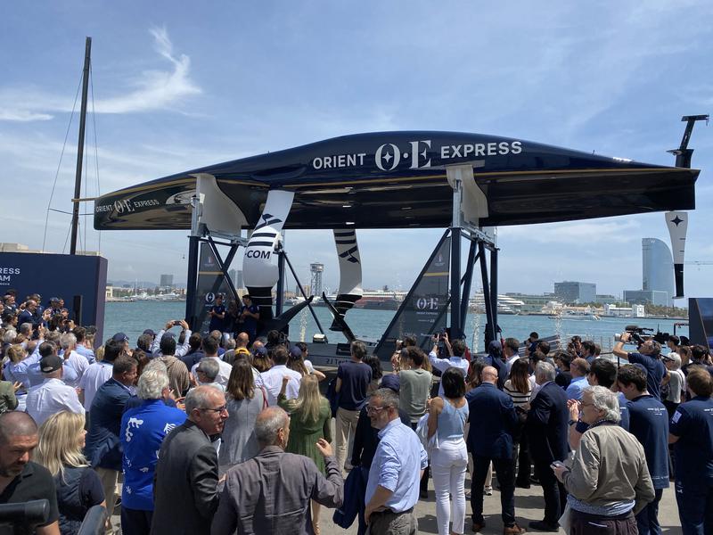 The French Orient Express Team revealed their brand-new AC75 sailing yacht to the public