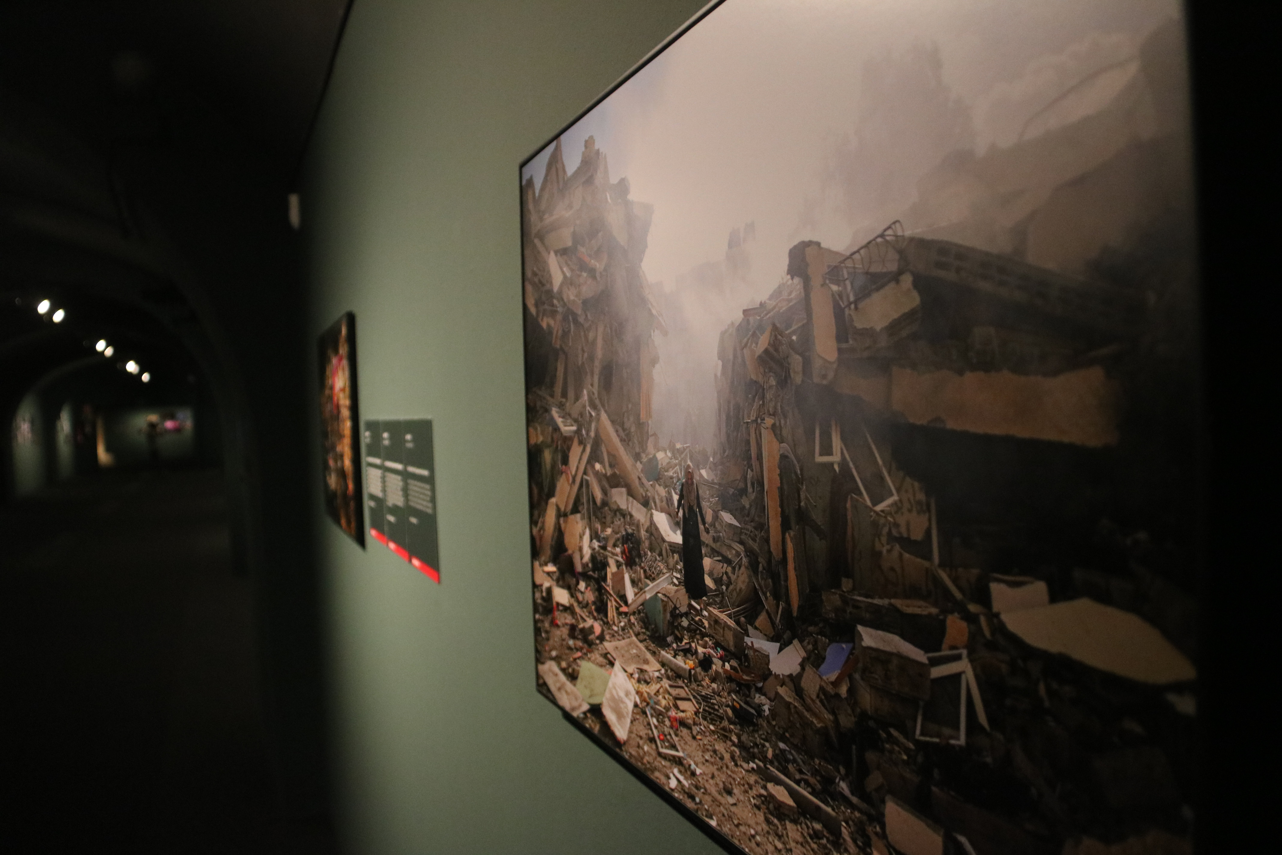 One of the pictures about the war between Israel and Hamas at the 2024 World Press Photo exhibit in Barcelona