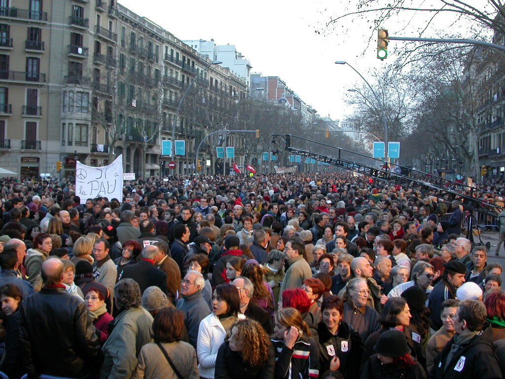 More than a million people protest against the war in Iraq in Barcelona in 2003.