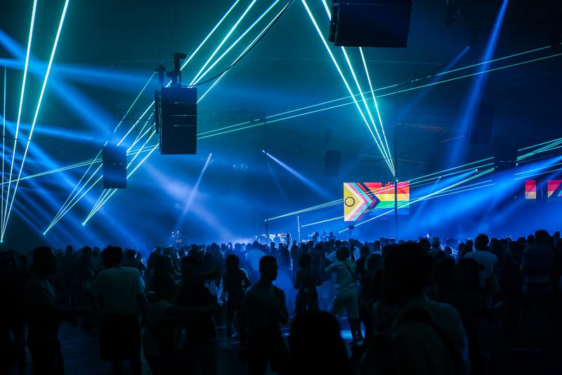 Festival goers at the 2024 Sónar by Night electronic music festival