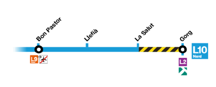 Affected stretch of the L10 Nord line