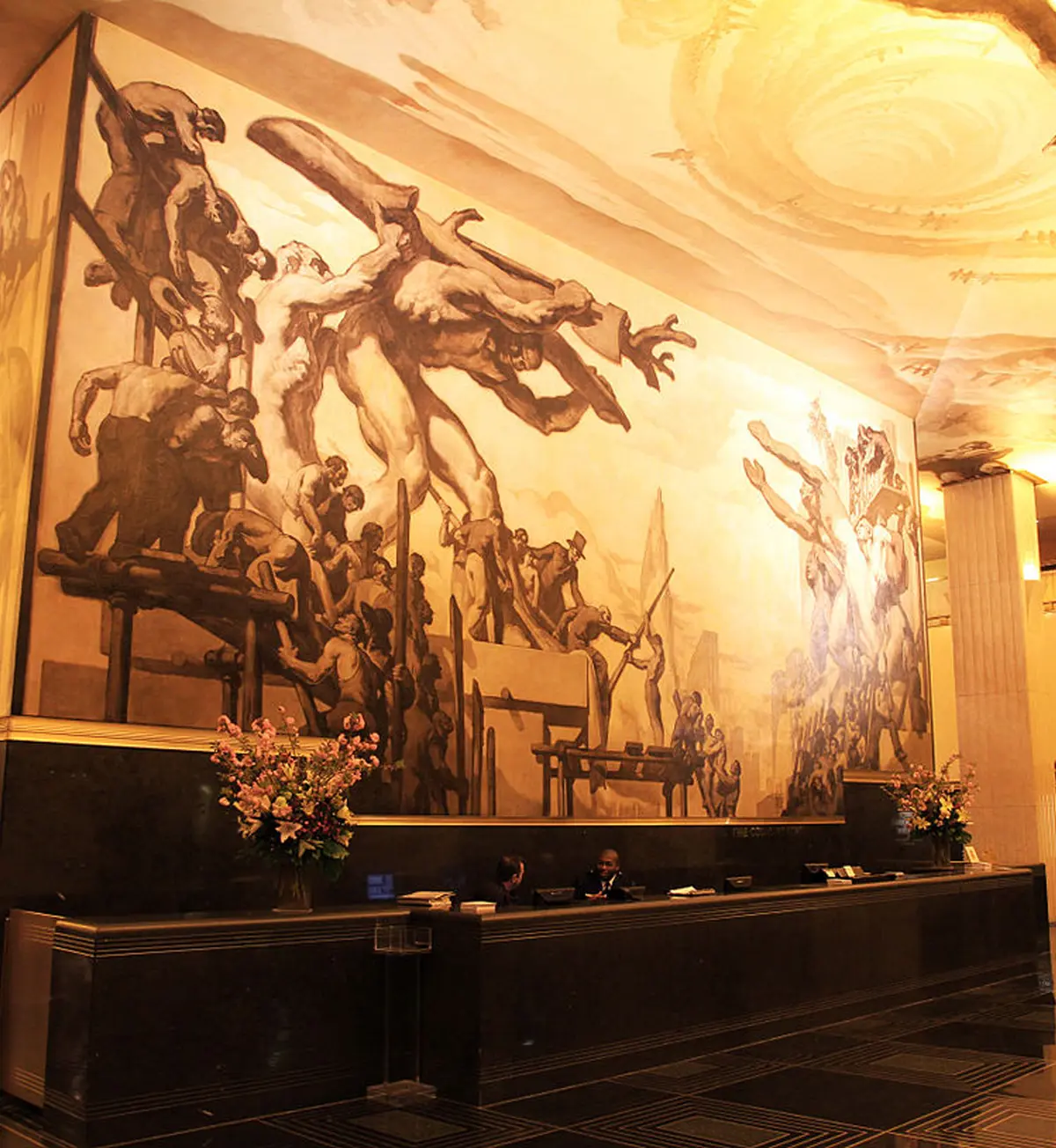 A painting by Catalan muralist Josep Maria Sert at New York City's Rockefeller Center entry hall