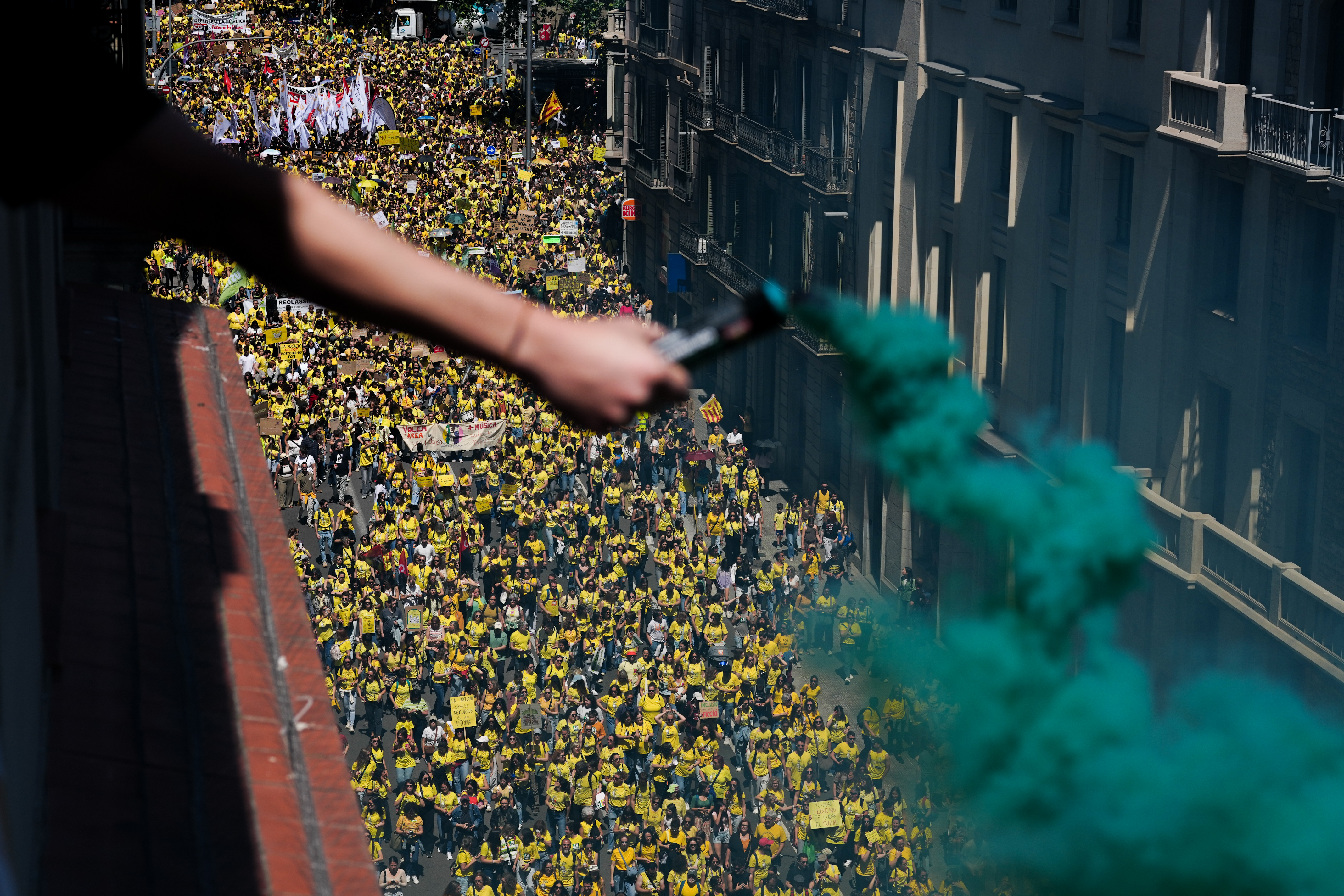 Teachers protest in Barcelona