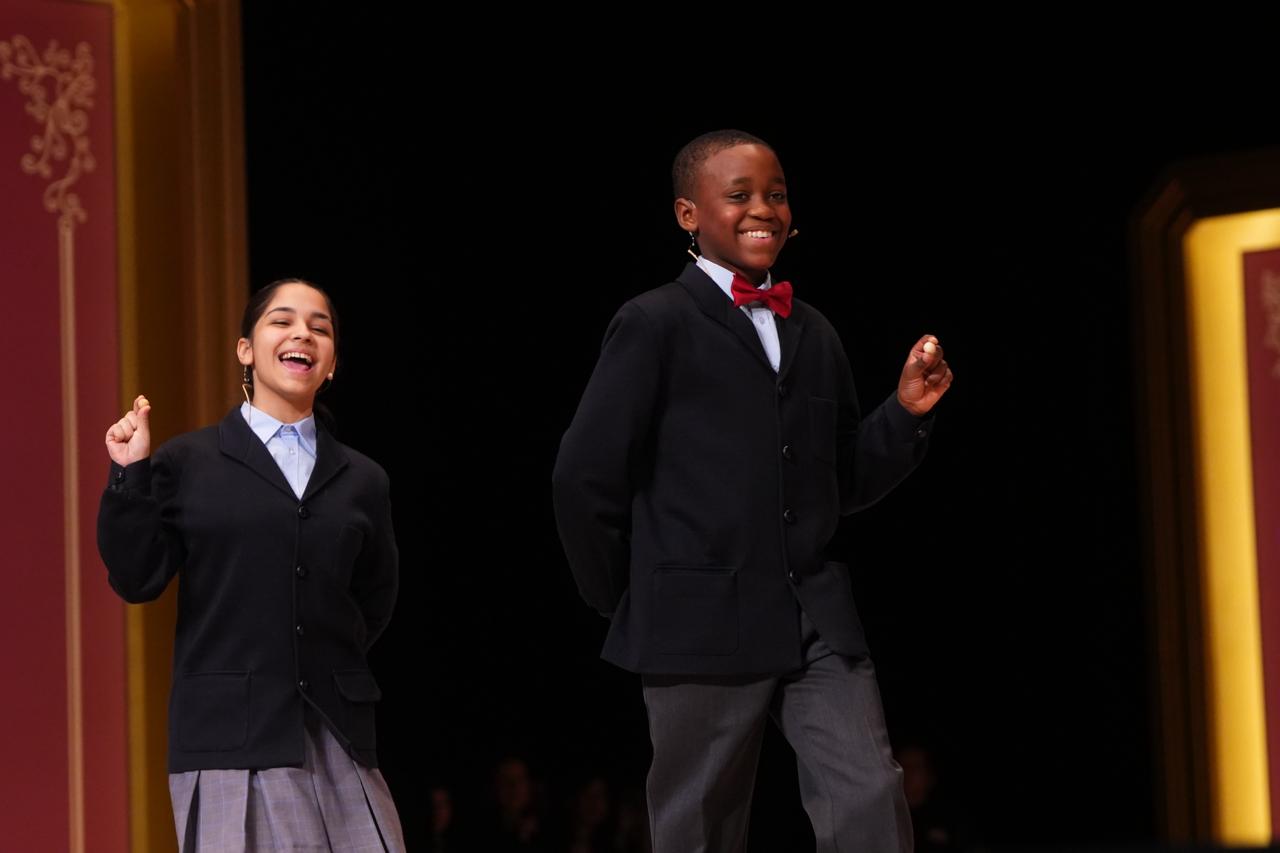Children from the San Ildefonso school singing the second prize
