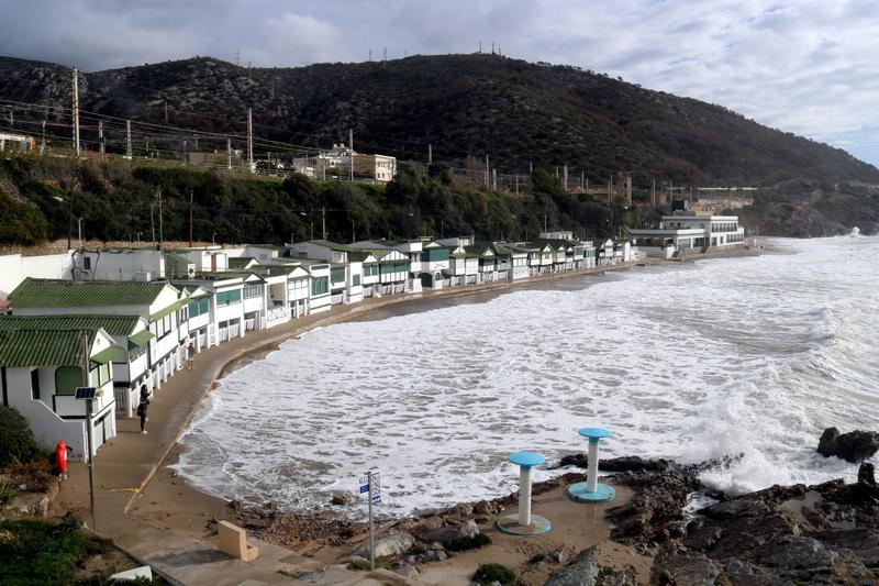 The sea in Garraf covering the beach entirely on the morning of Sunday, March 31, 2024