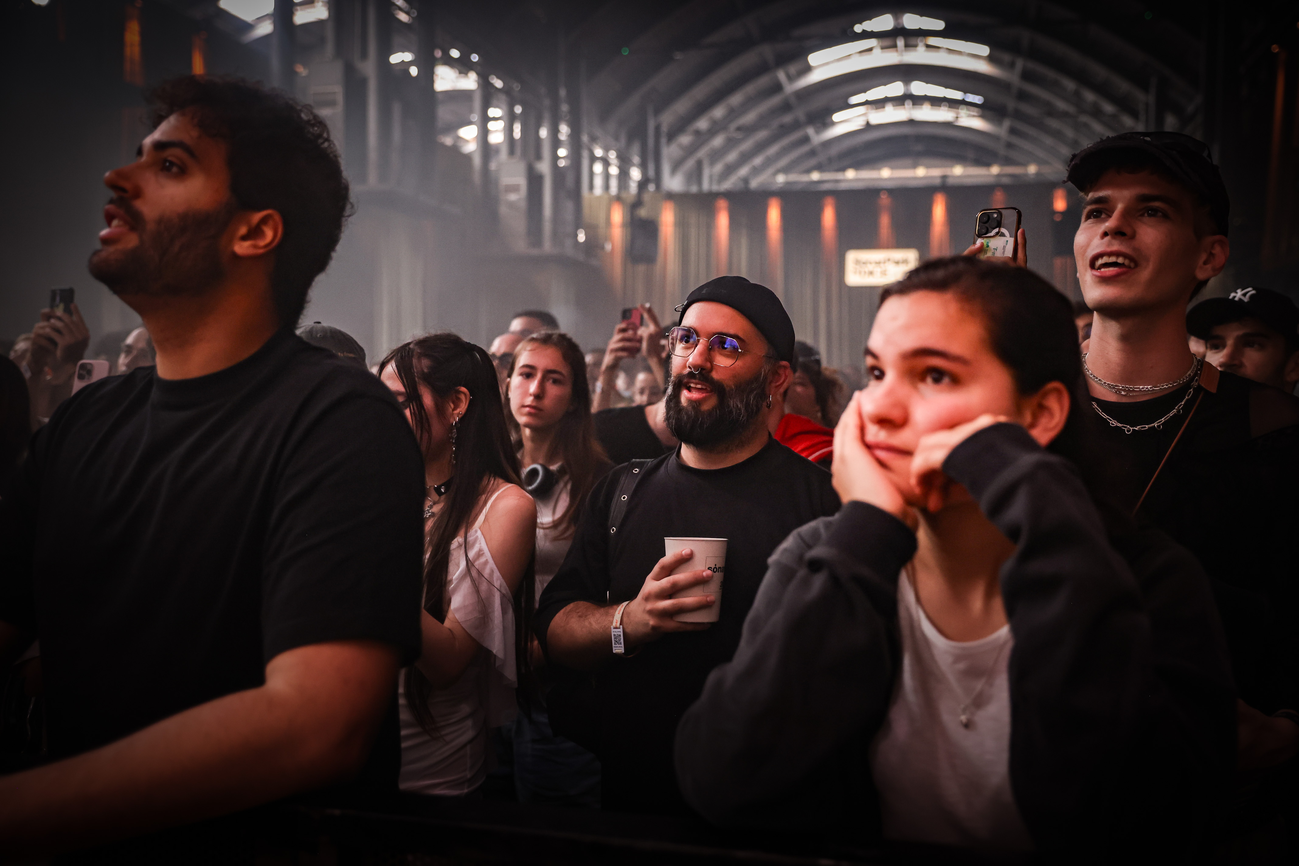 Several people enjoying a Judeline concert at SonarPark by DICE at the Sónar electronic music festival on June 13, 2024