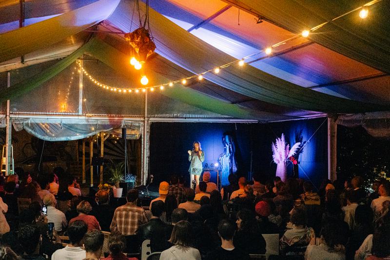 Dozens of spectators attend one of the Storytelling Lisboa events in Lisbon