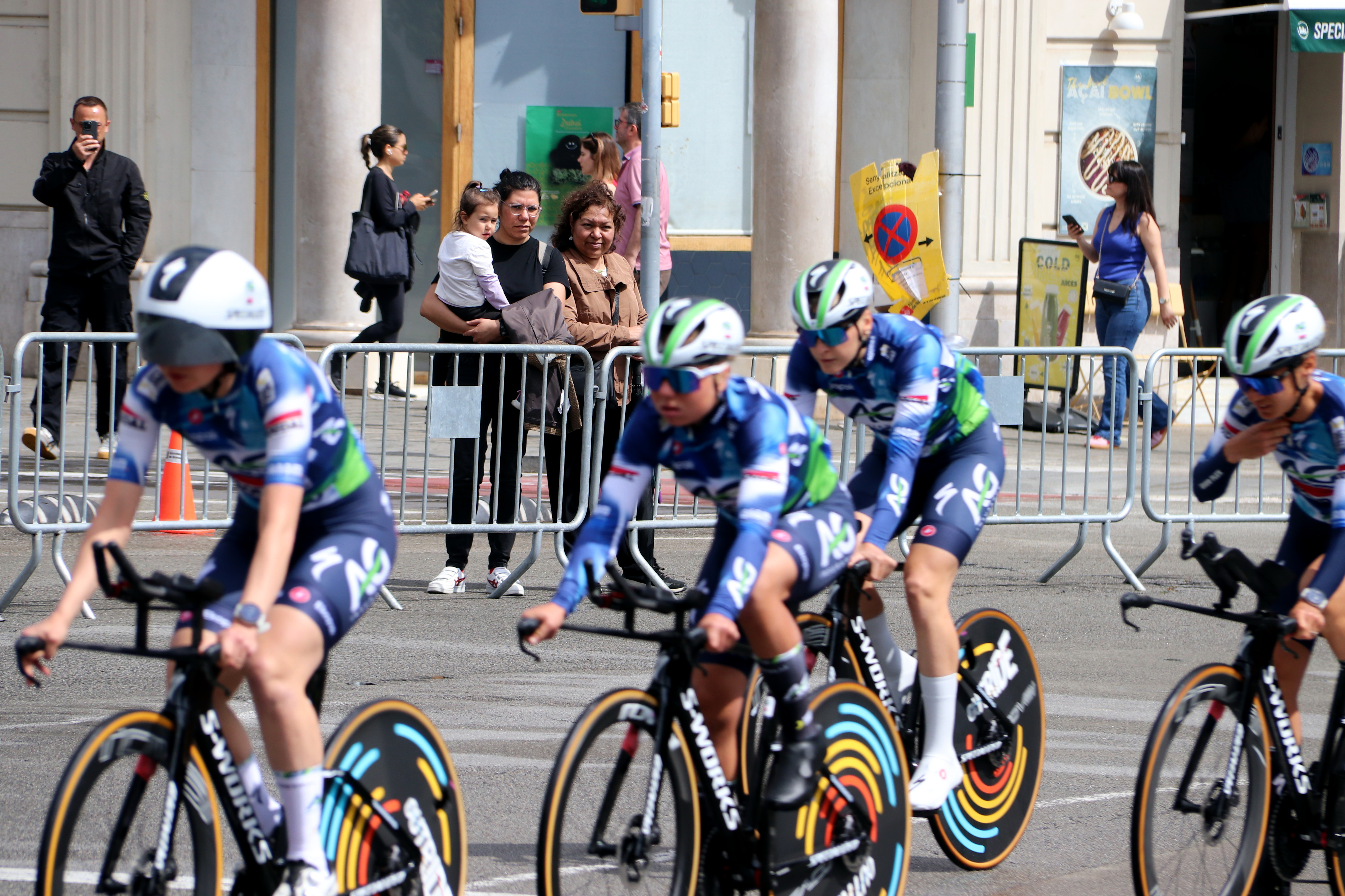 Cyclists on the 2025 edition of La Vuelta Femenina cycling competition in Barcelona on May 4, 2025