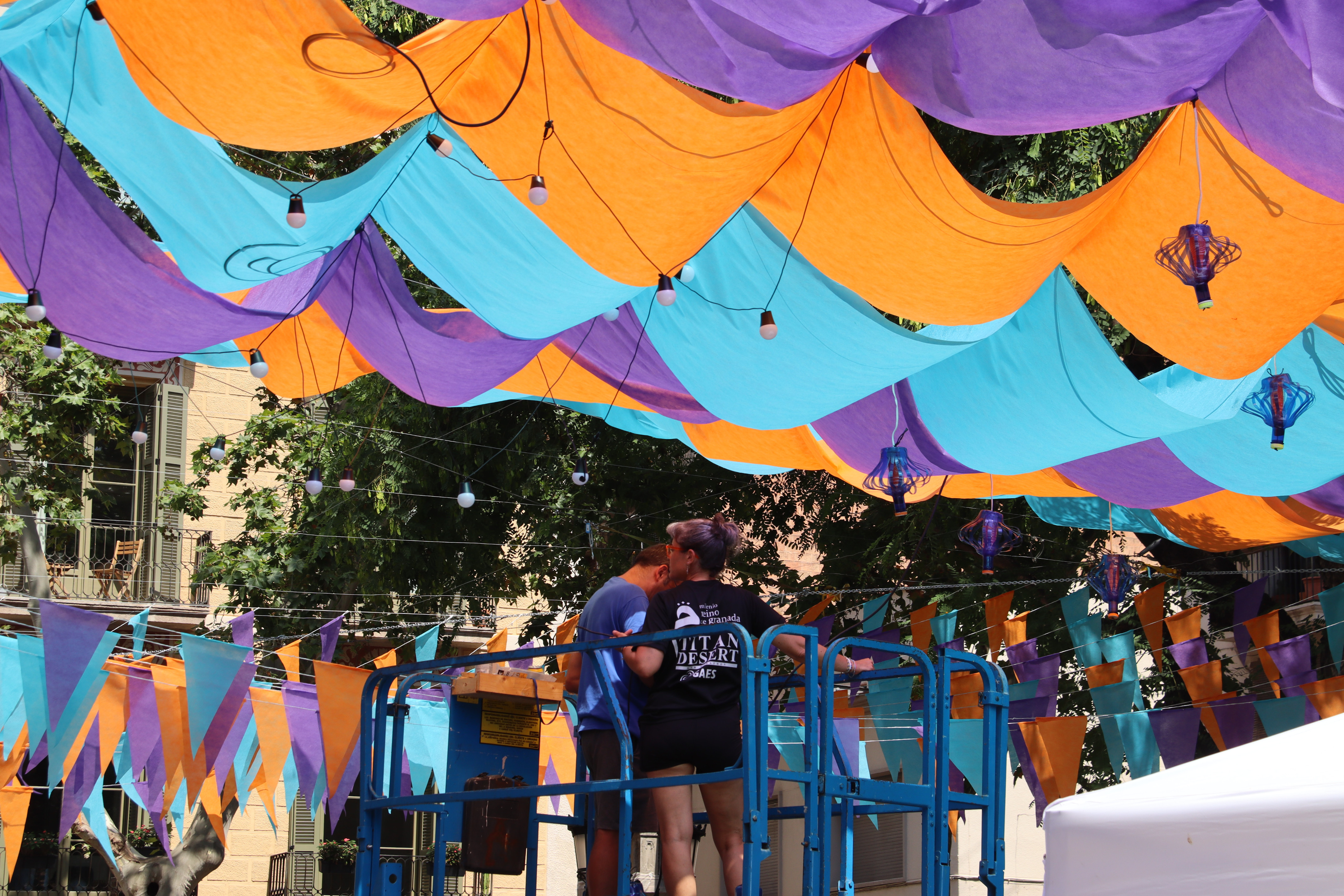 Colourful decorations in Gràcia for the local 'Festa Major'