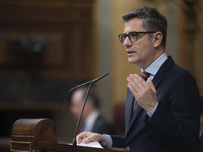 Spain's presidency minister, Félix Bolaños, during the debate on the omnibus decree in Congress