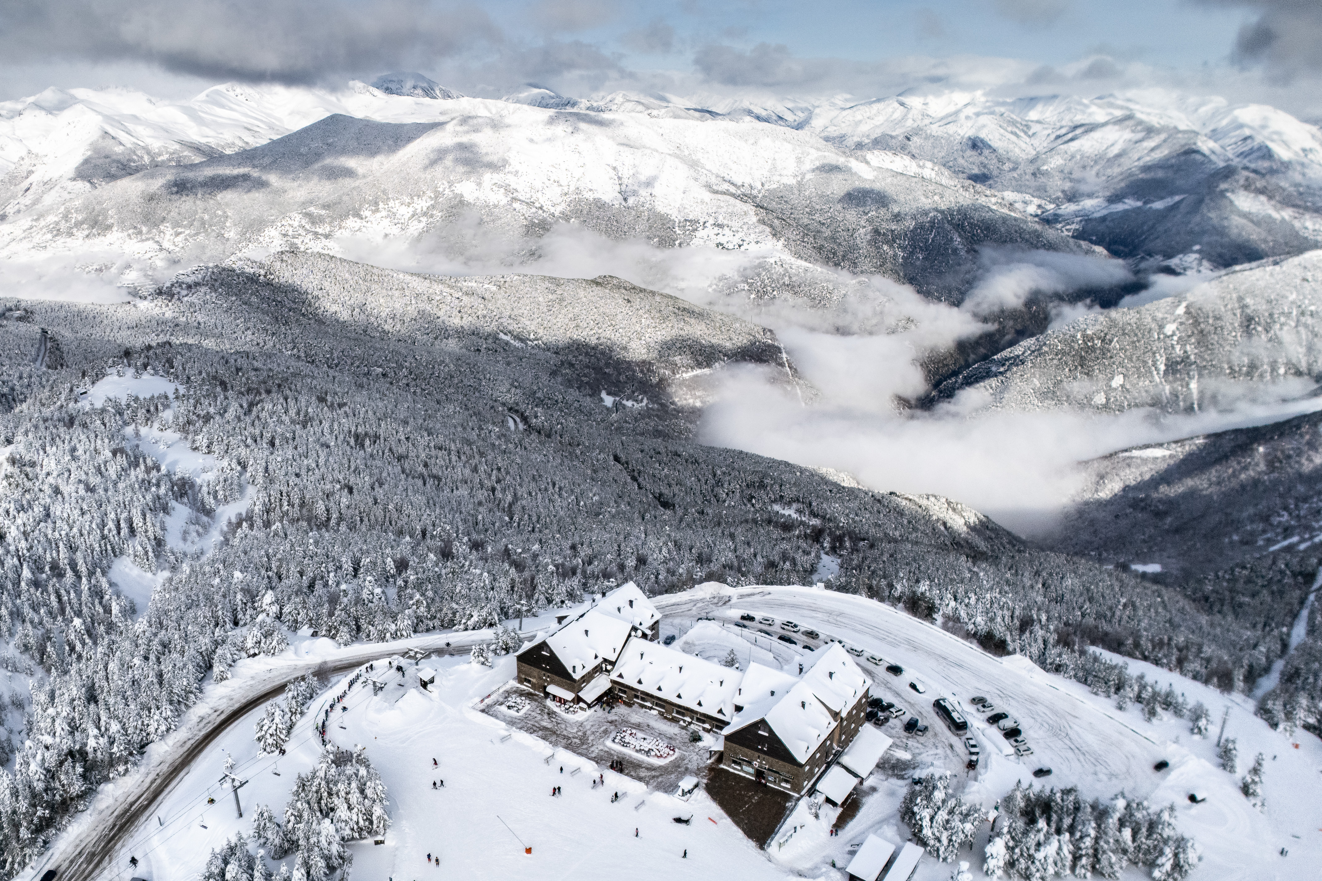 The Pallars Sobirà landscape blanketed in snow after recent snowfall