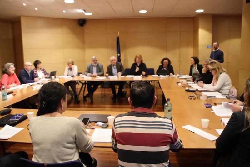 MEPs at the office of the European Parliament in Barcelona during the visit