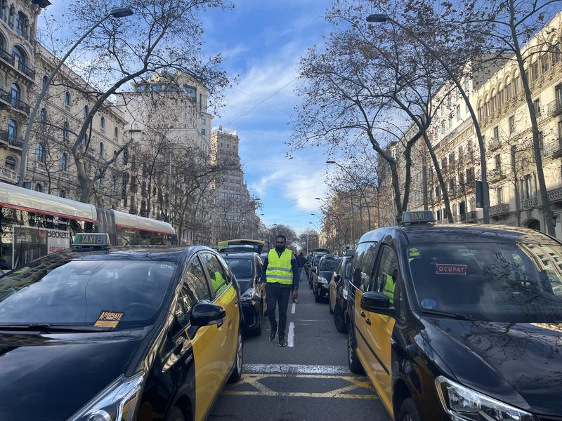 Taxis block streets in Barcelona in protest over ride-hailing apps