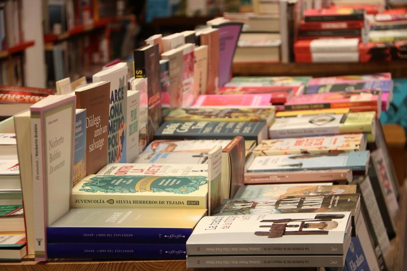 Various books at the Documenta bookstore in Barcelona