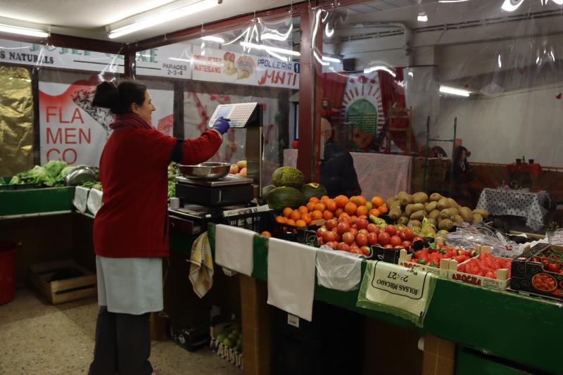 One of the two remaining stalls at Berga's market