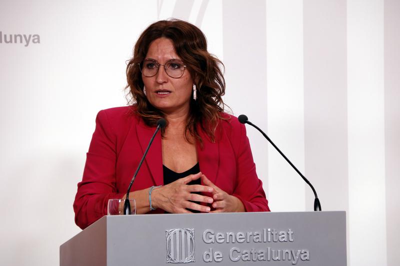 Presidency minister Laura Vilagrà at a government press conference