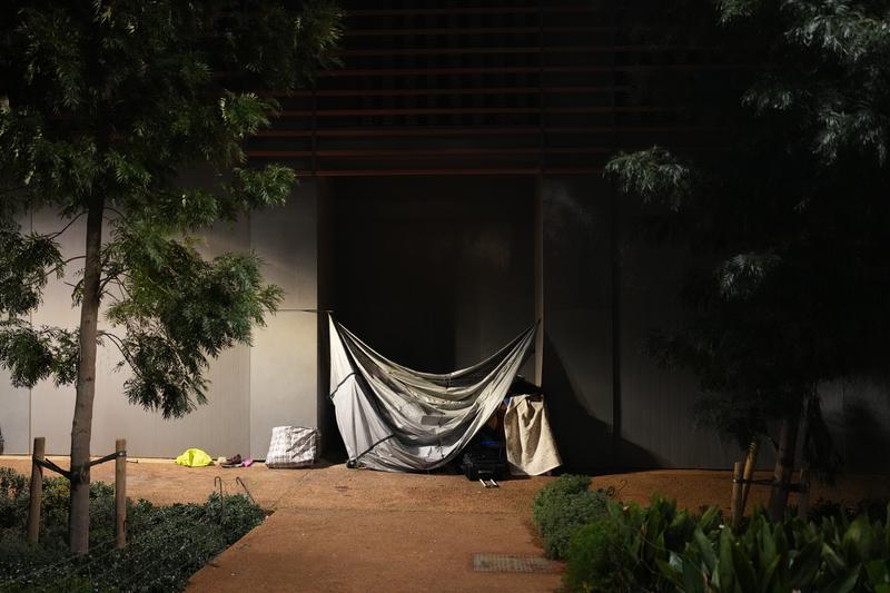 A homeless person's settlement in Barcelona