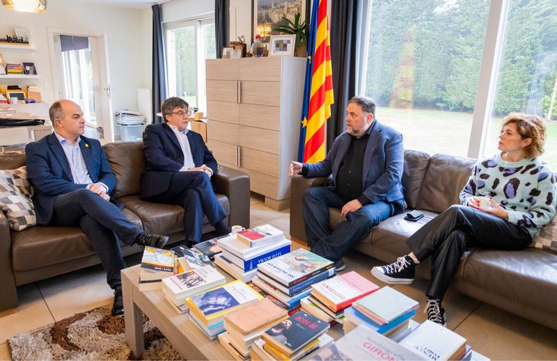 A meeting between Esquerra Republicana secretary general Elisenda Alamany, Junts secretary general Jordi Turull, Junts president Carles Puigdemont, and ERC president Oriol Junqueras in Waterloo, Belgium on January 16, 2025