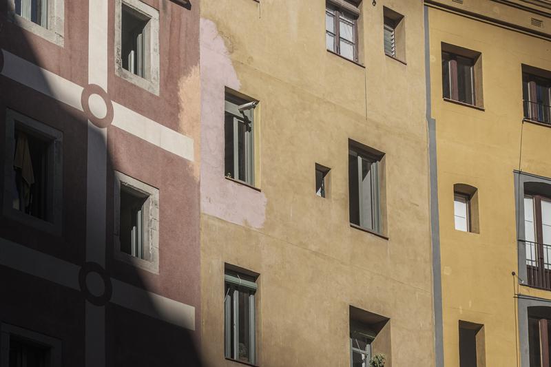 Facades of apartment buildings in Barcelona
