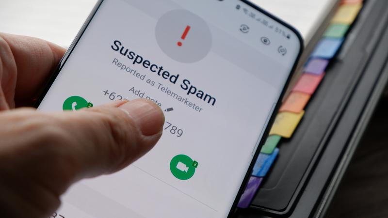 File image of a phone receiving a spam call