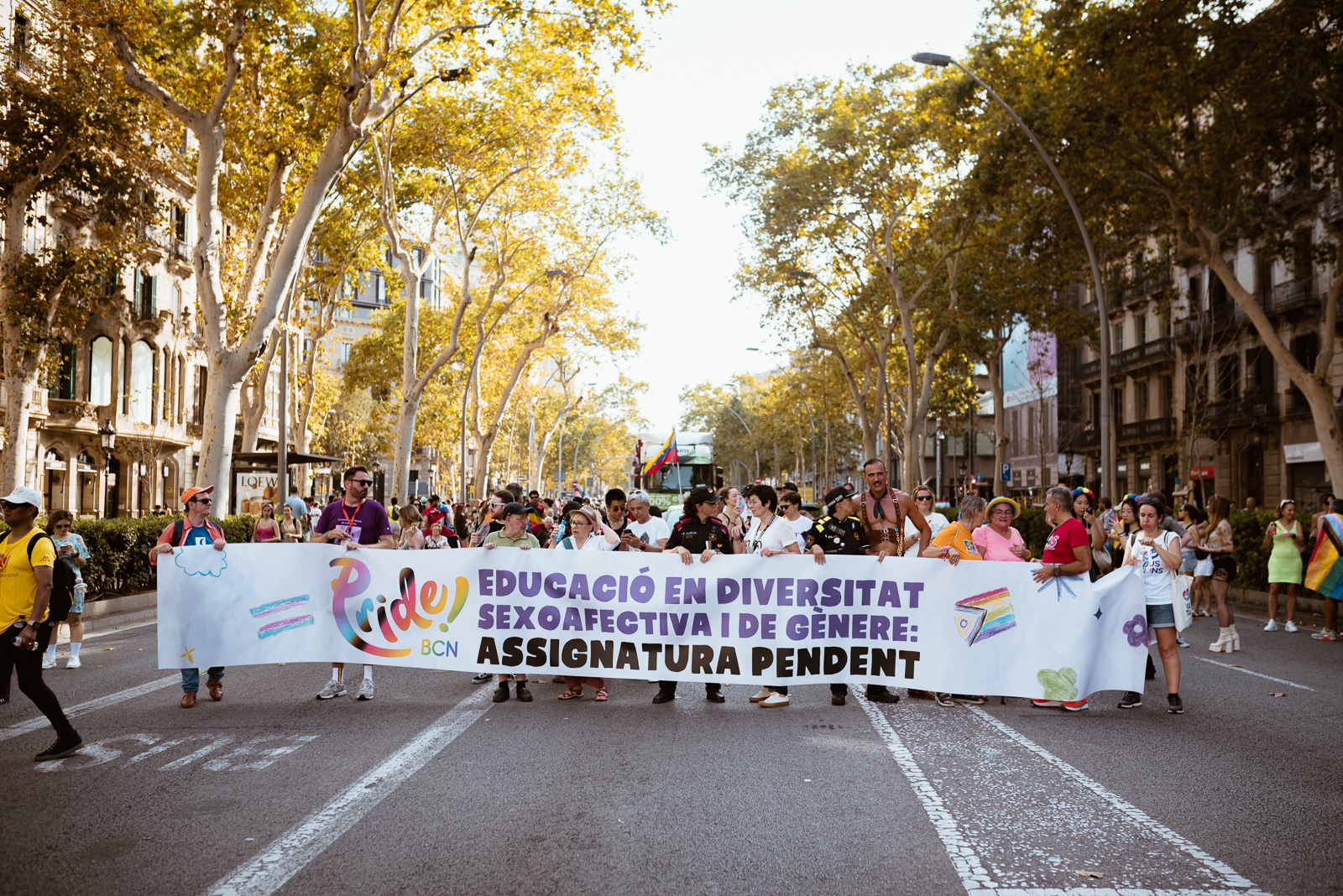 The Pride Parade slogan on a poster carried by many personalities in Barcelona on July 20, 2024