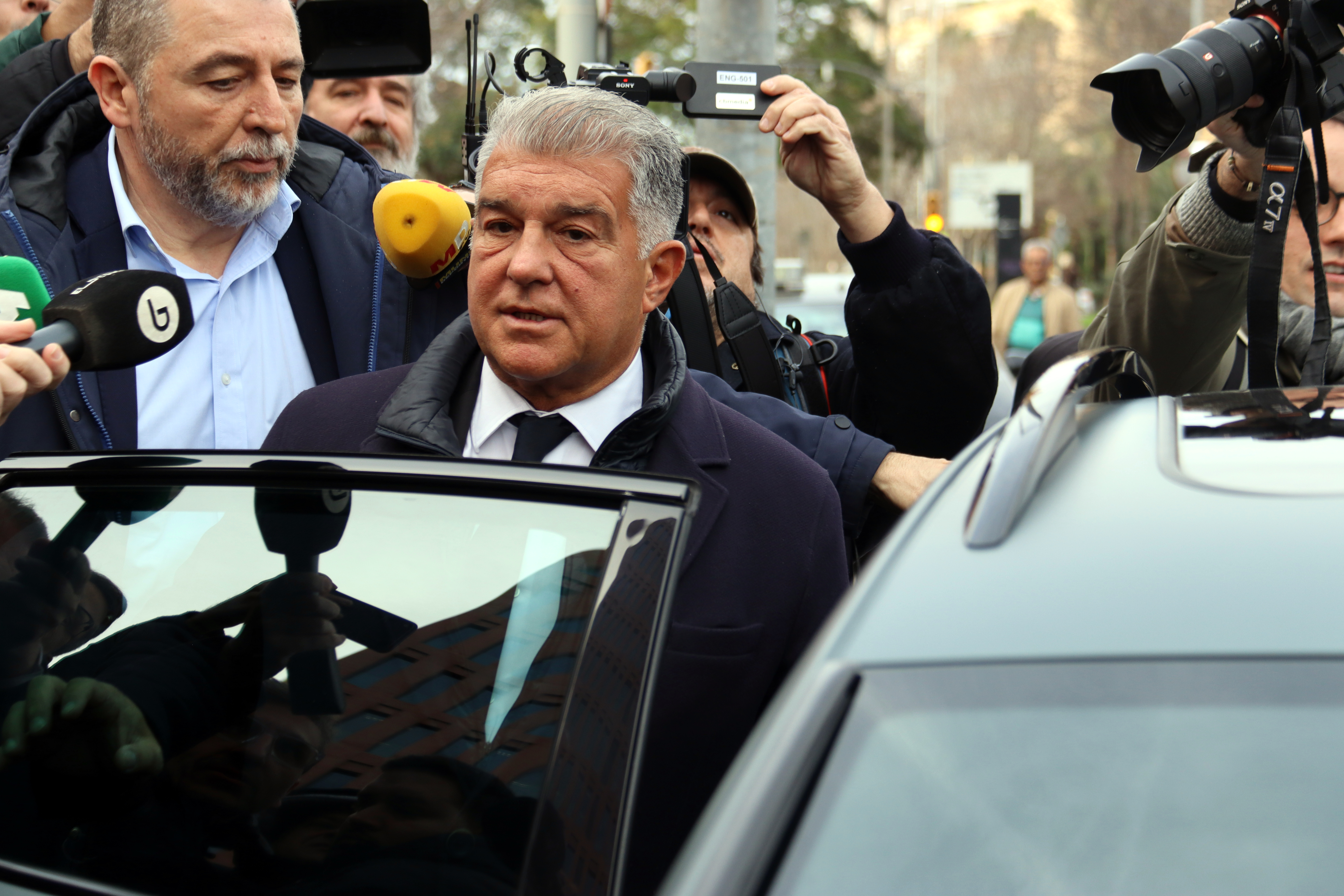 FC Barcelona president, Joan Laporta, departs after appearing in court