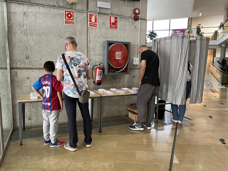 Voters in a polling station in Lleida, western Catalonia