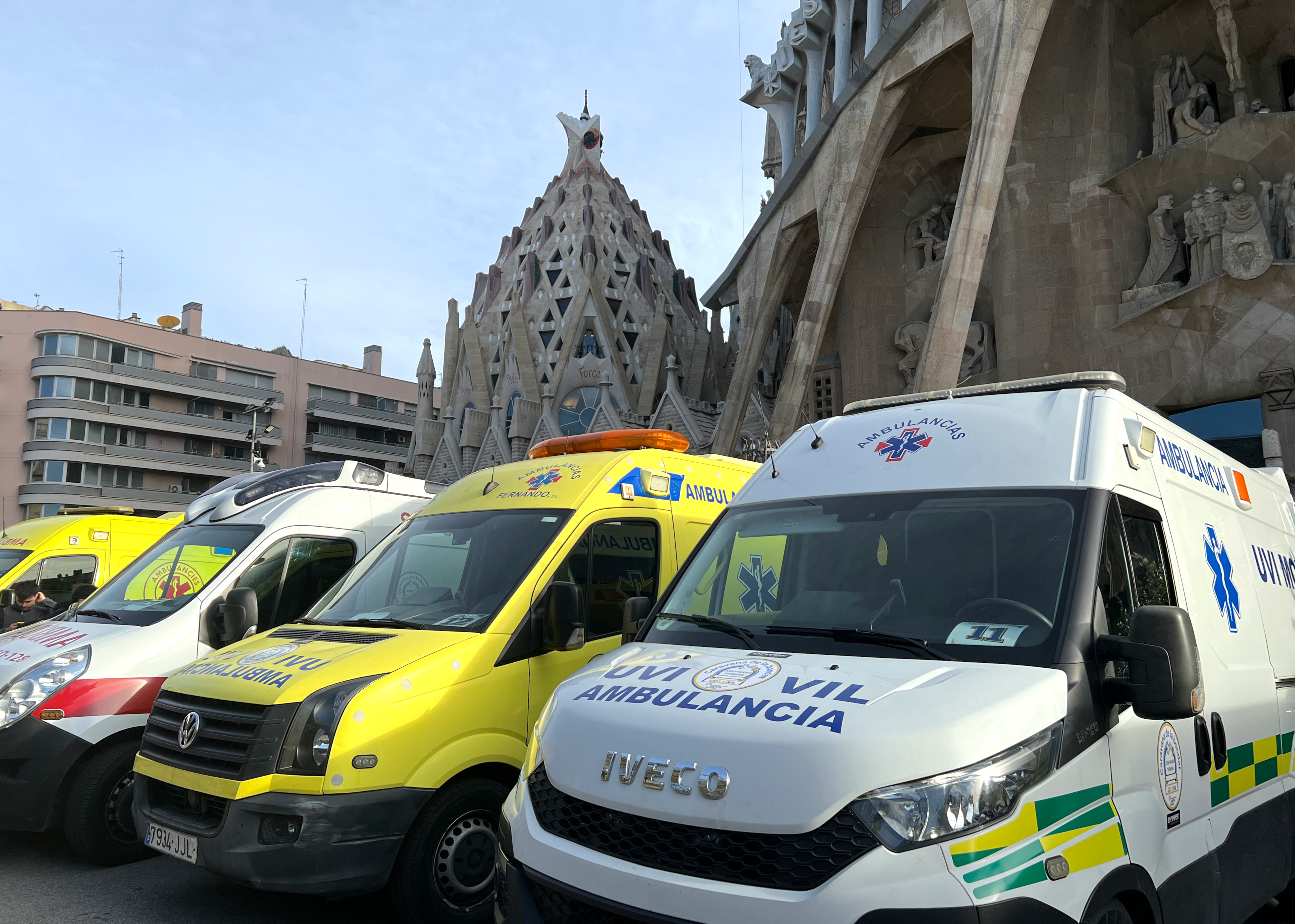 Ambulances from the solidarity caravan to Ukraine, before setting off for the country