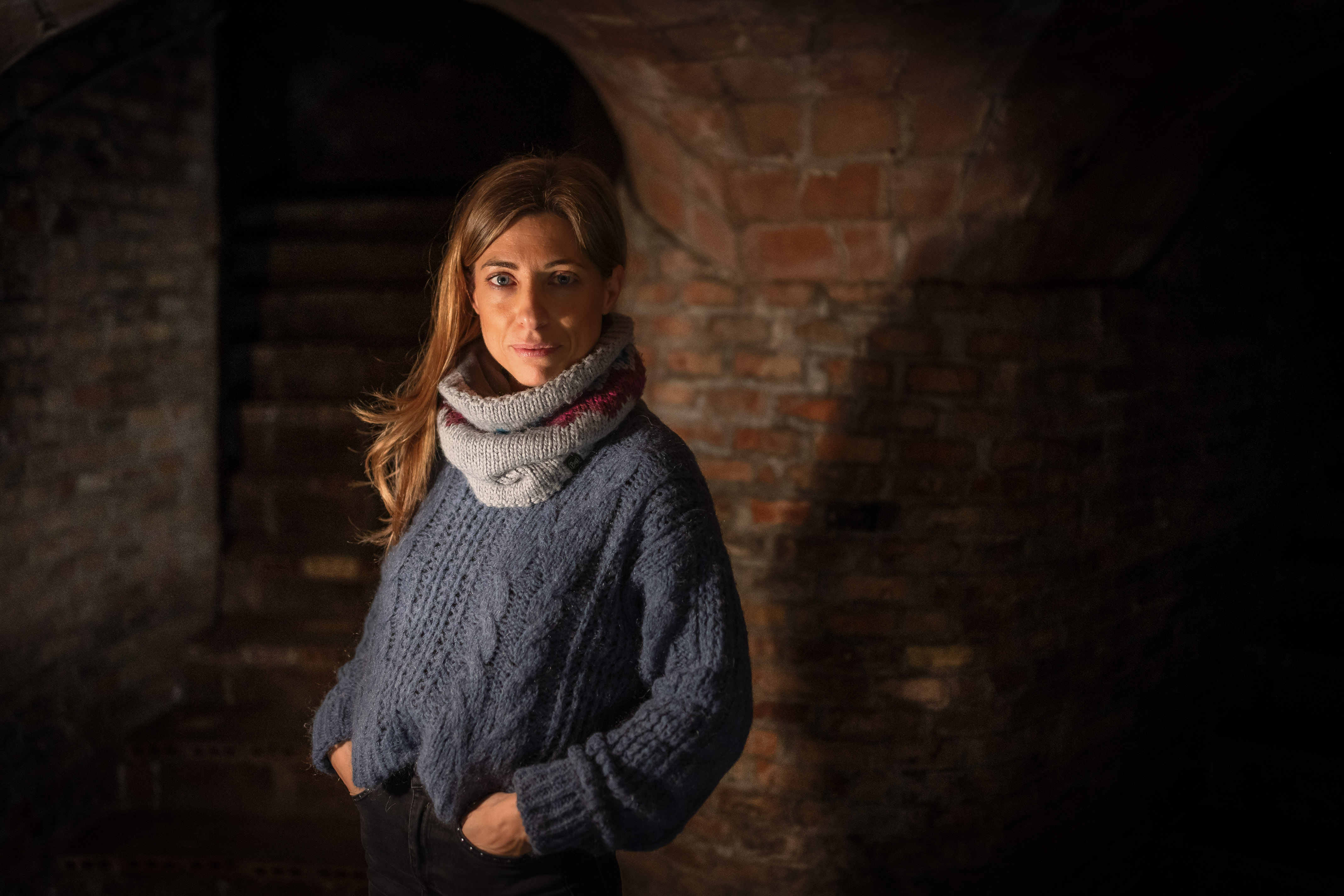 Photographer and journalist Ana Sánchez in an air raid shelter in Barcelona