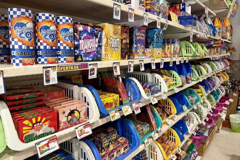 Pyrotechnic products in a Petards 4x4 store.