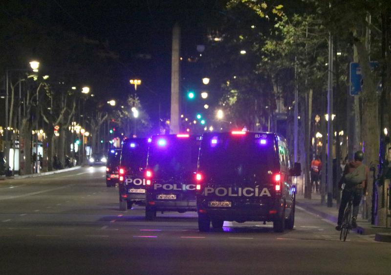 Spanish National Police vans in Barcelona in 2019