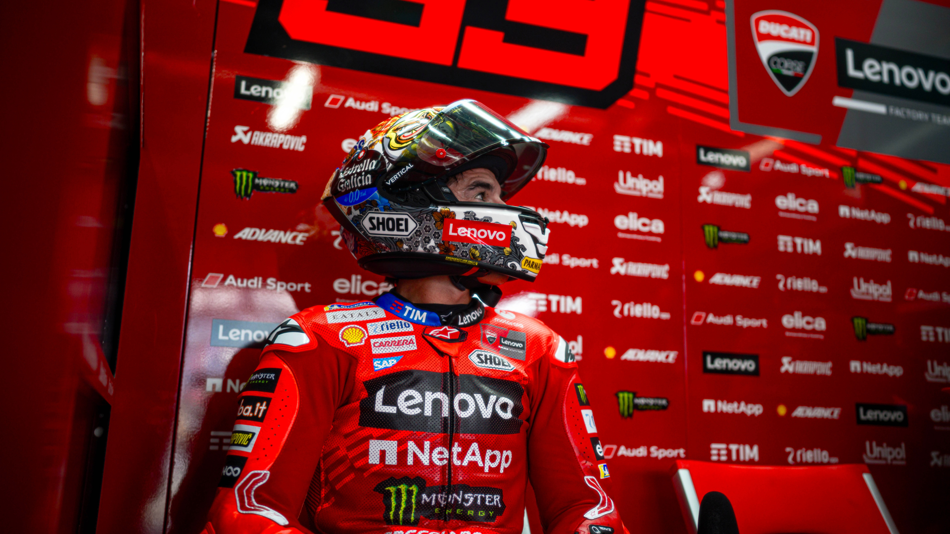 Marc Márquez in the garage