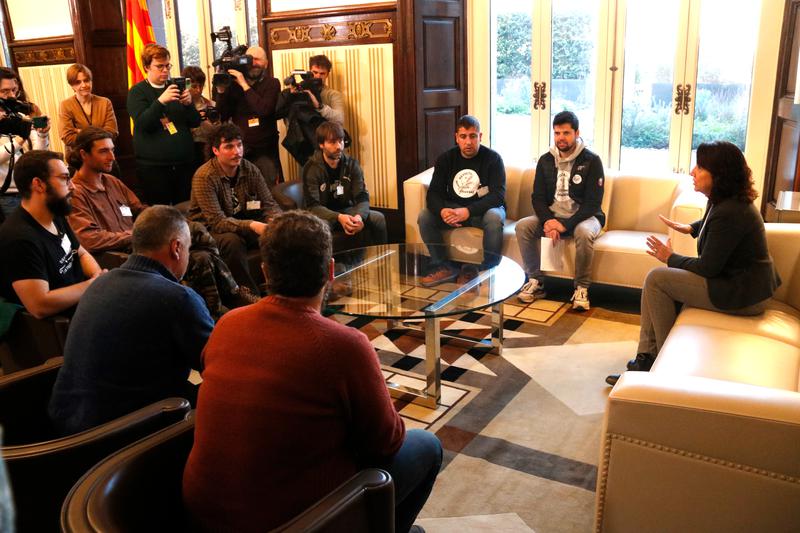 Catalan parliament speaker Anna Erra meets with farmers' representatives