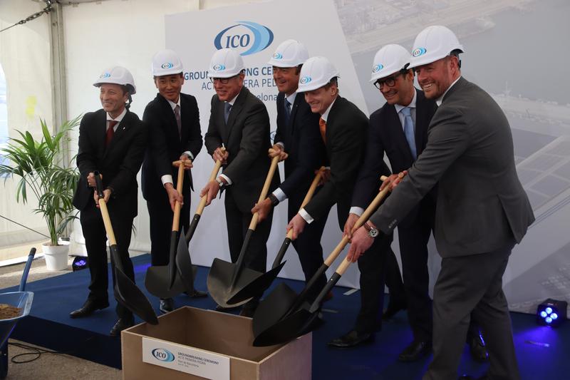 Officials at the groundbreaking ceremony of Port of Barcelona's new vehicle terminal