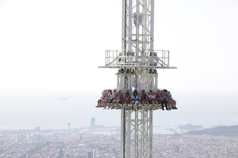 Merlí, the new freefall ride in Tibidabo. It offers a 360º view of Barcelona