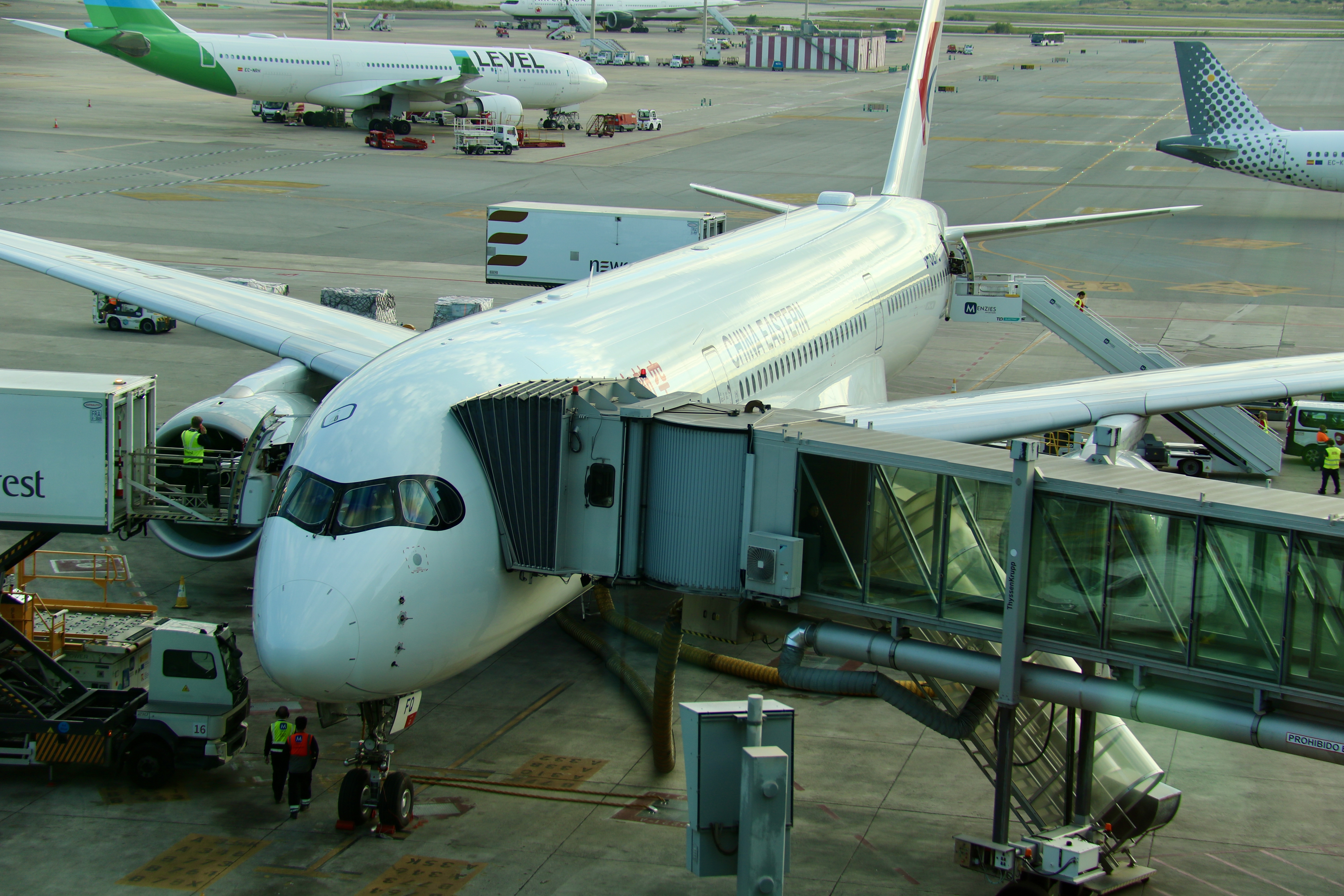 The China Eastern Airbus A350-900 that will operate on the new route between Barcelona and Shanghai