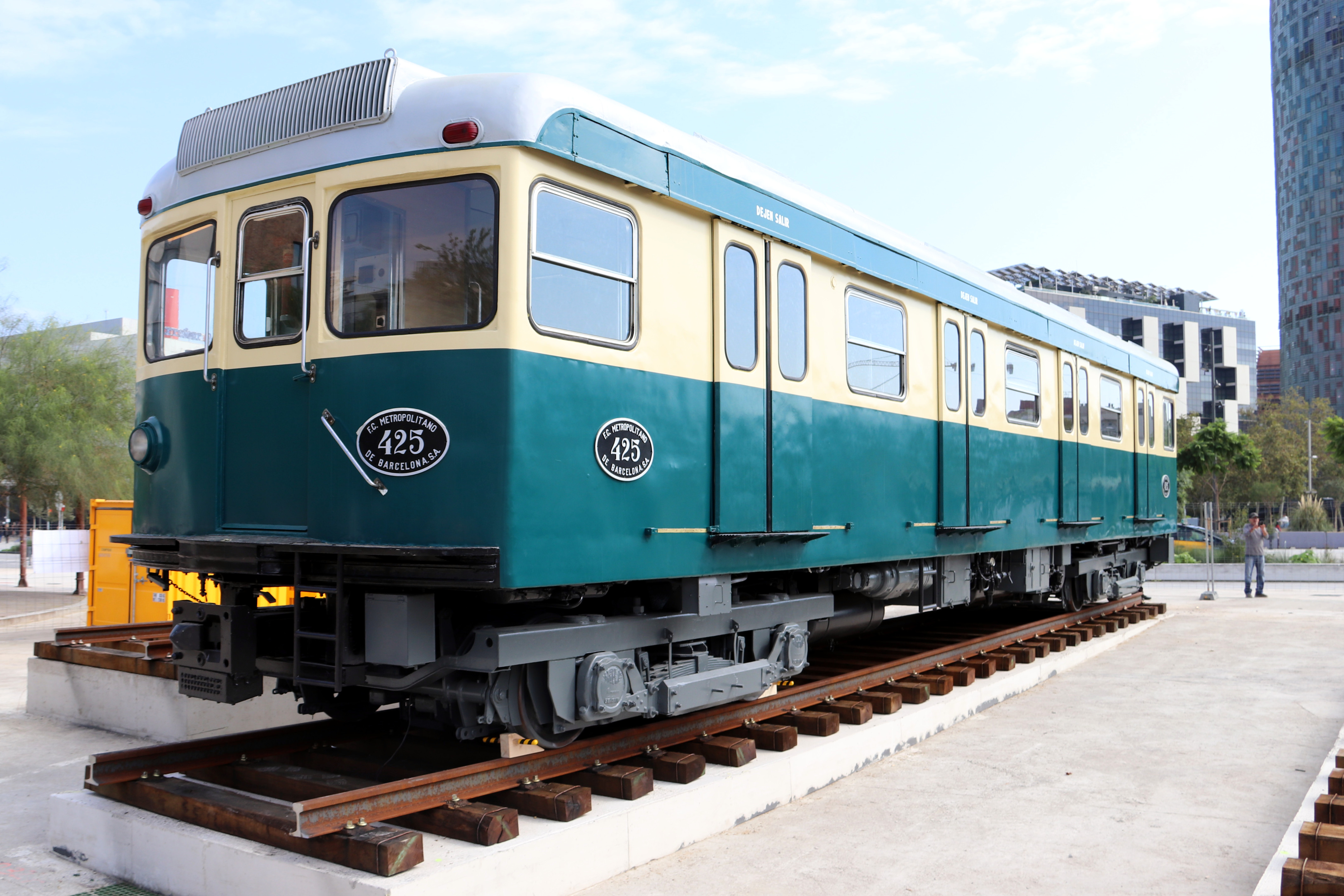 One of the restored carriages from the 400 series of the Barcelona Metro, which will be exhibited to mark the metro’s centenary