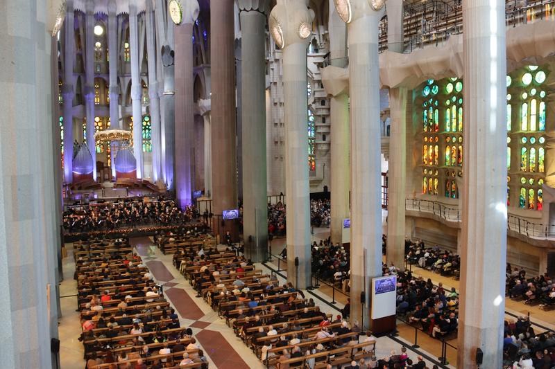 Barcelona's local band in concert at Sagrada Família basilica on November 4, 2023