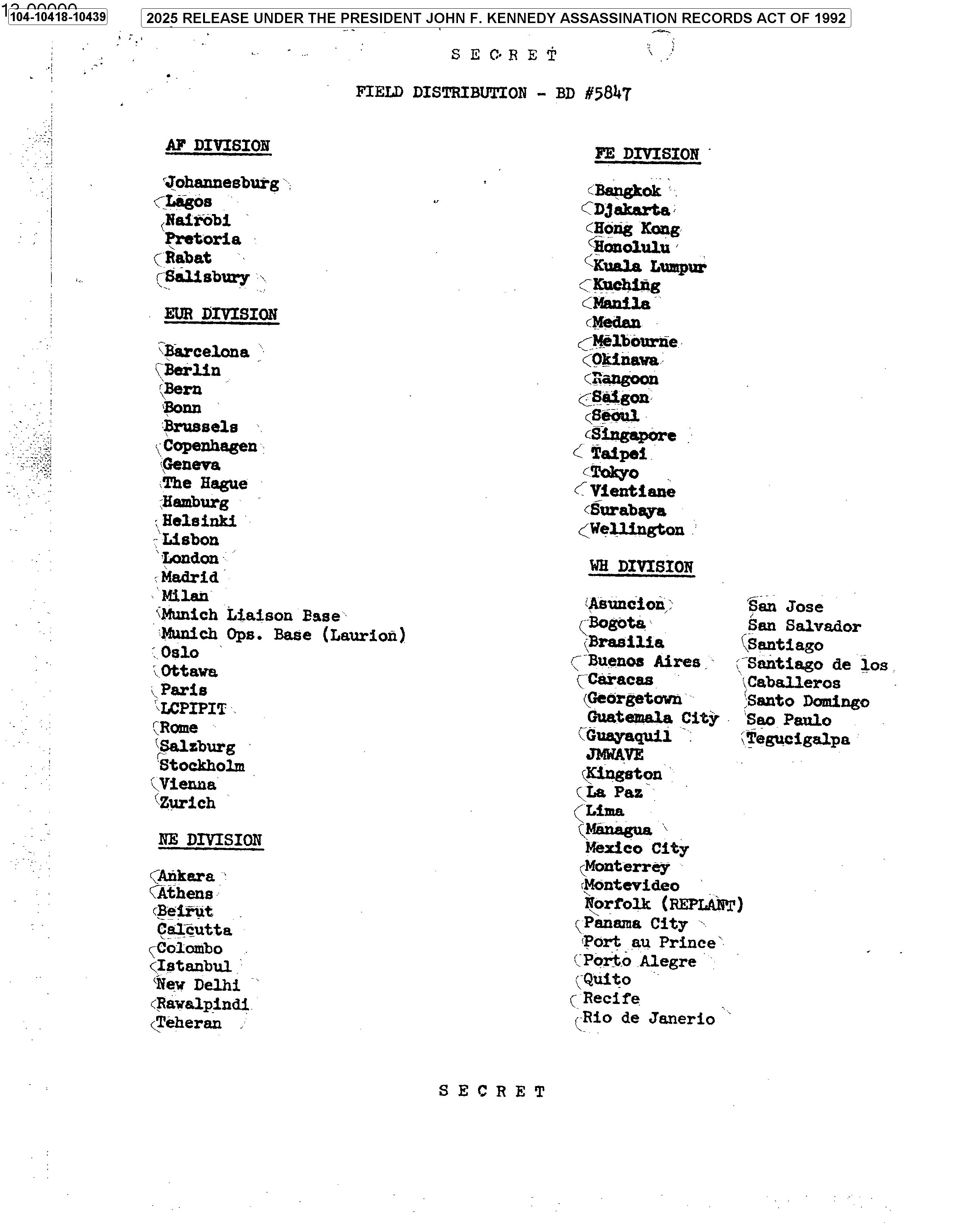 One of the declassified documents under Donald J. Trump administration regarding the assassination of US President John F. Kennedy