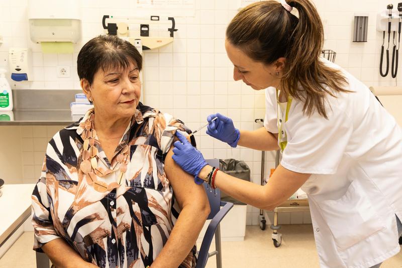 A person receiving a flu vaccine