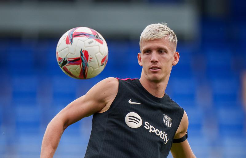 FC Barcelona's Dani Olmo during a training session