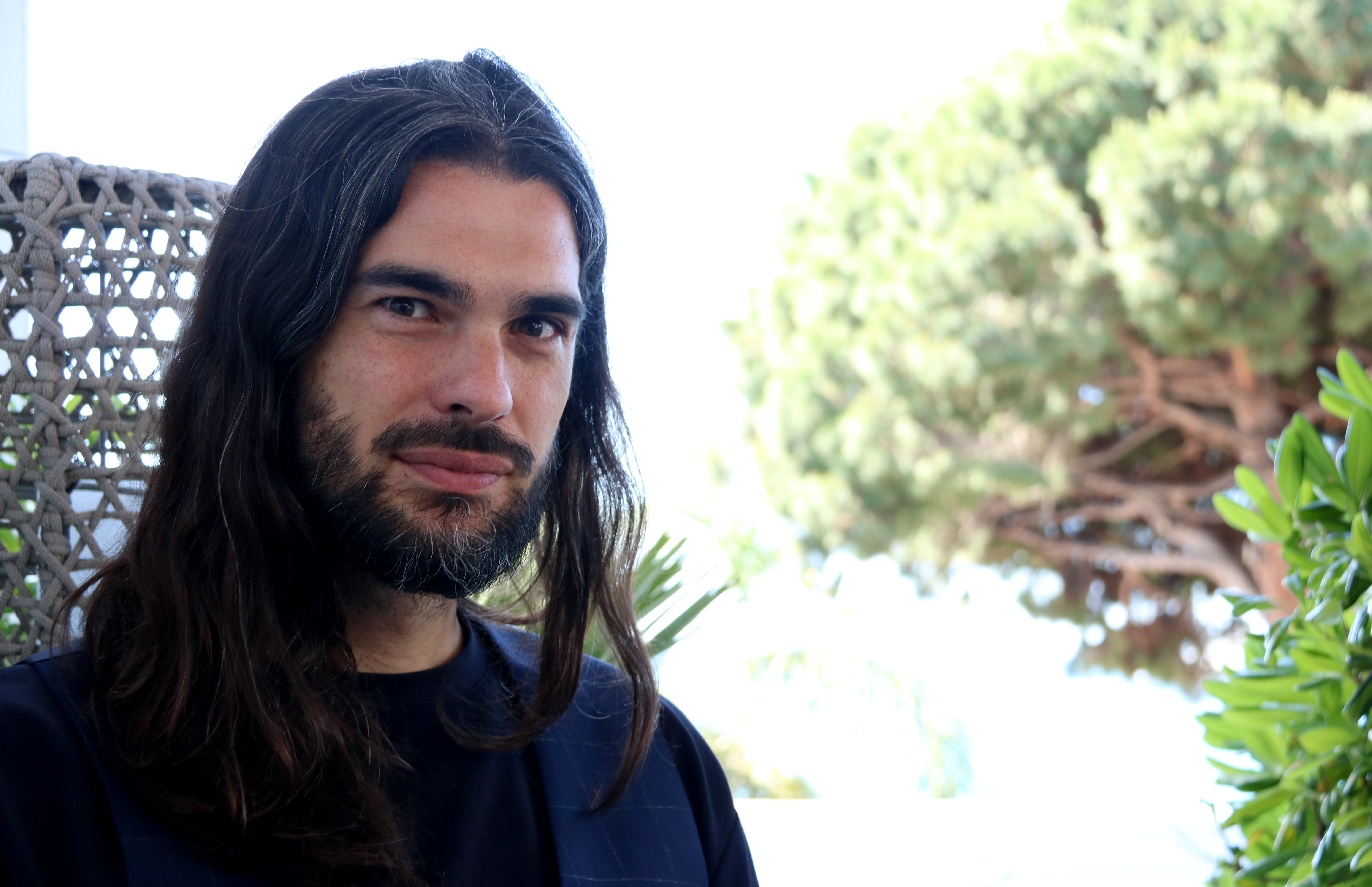 Director Oliver Laxe during an interview with the Catalan News Agency (ACN) to present his fourth movie, the Catalan co-production 'Sirât'