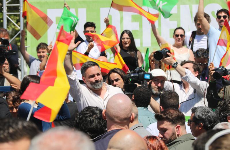 Spanish far-right Vox party leader Santiago Abascal in Cornellà, just south of Barcelona