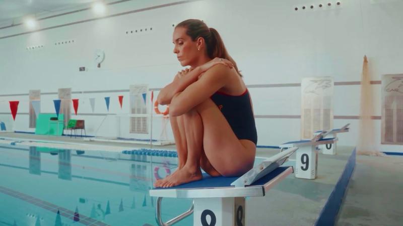 Catalan synchronized swimmer Ona Carbonell during a moment of her retirement video published on social media on May 15, 2023