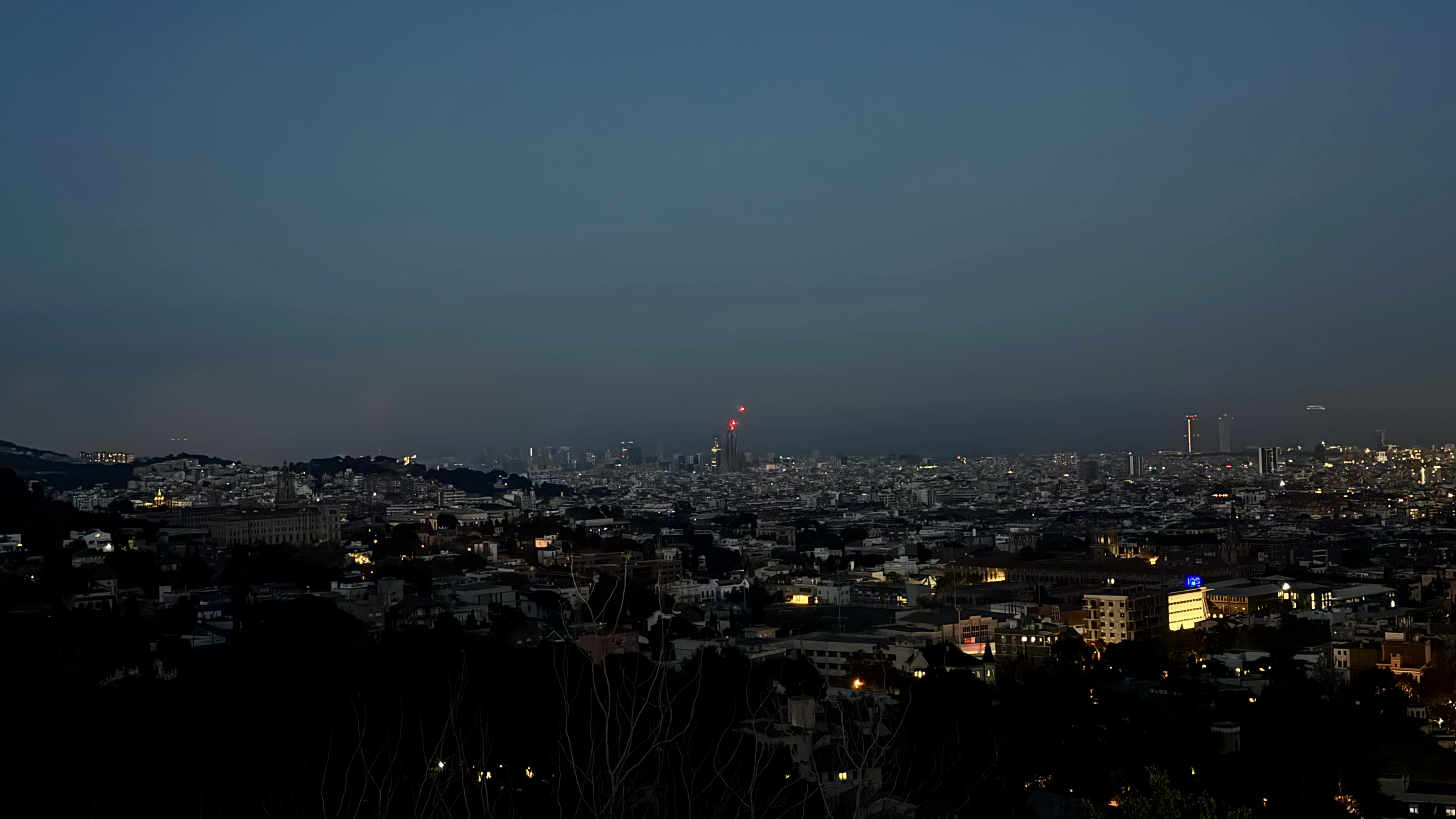 Barcelona skyline, with most areas still affected by the blackout