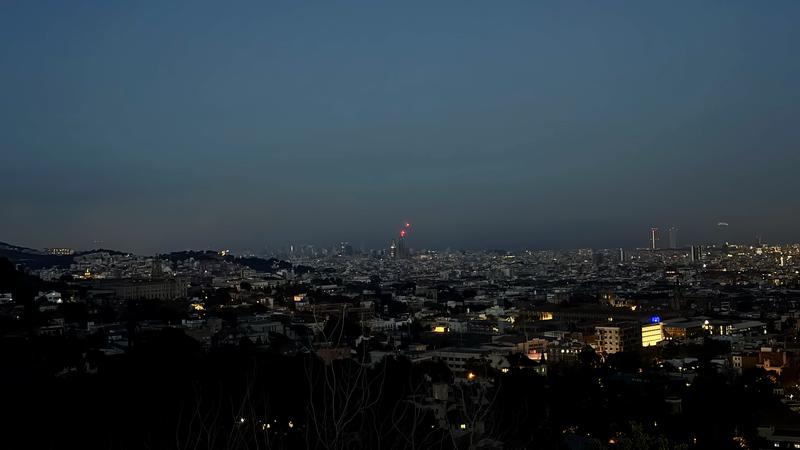 Barcelona skyline, with most areas still affected by the blackout