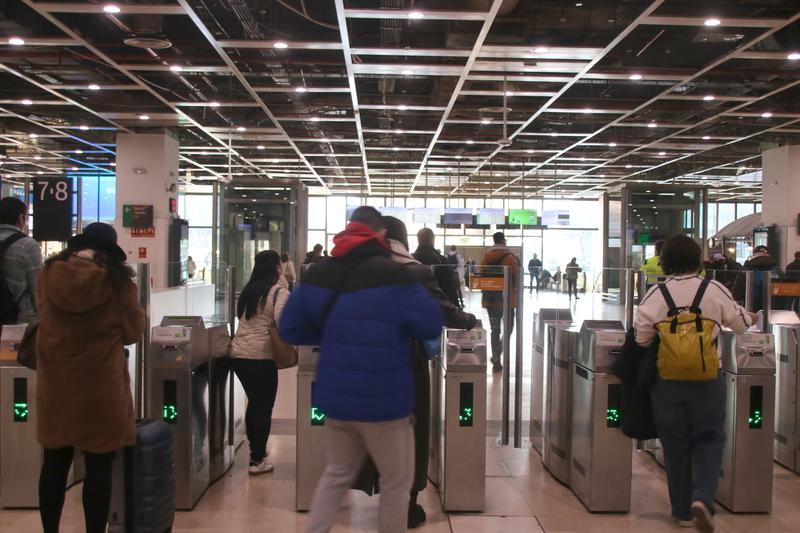 Rodalies train commuters at Barcelona Sants train station on March 17, 2025